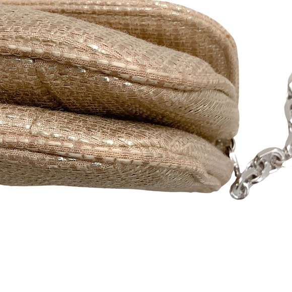 Judith Leiber Gold Tweed Raffia Bag with Mother of Pearl Clasp - Picture 4 of 7